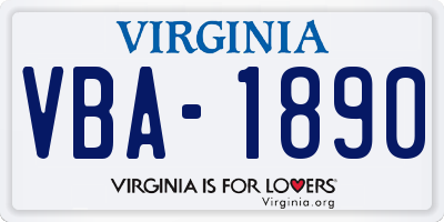 VA license plate VBA1890
