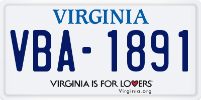 VA license plate VBA1891