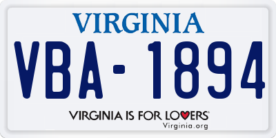 VA license plate VBA1894