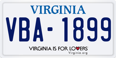 VA license plate VBA1899