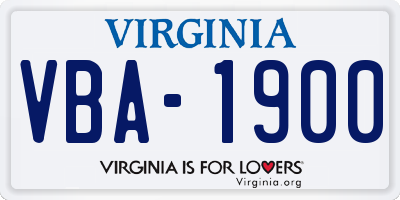VA license plate VBA1900
