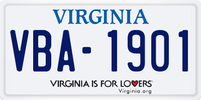 VA license plate VBA1901