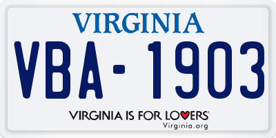 VA license plate VBA1903