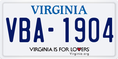 VA license plate VBA1904