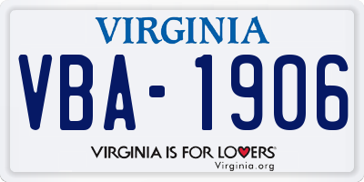 VA license plate VBA1906