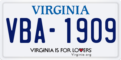 VA license plate VBA1909