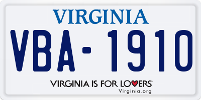 VA license plate VBA1910