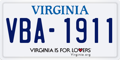 VA license plate VBA1911