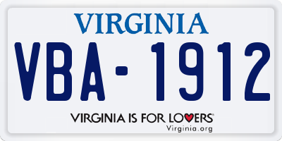 VA license plate VBA1912