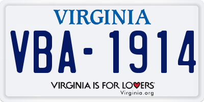 VA license plate VBA1914