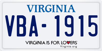 VA license plate VBA1915