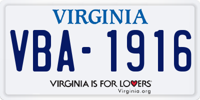VA license plate VBA1916