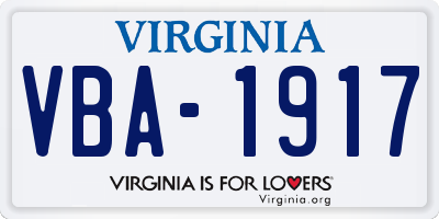 VA license plate VBA1917
