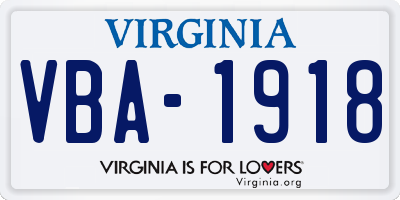 VA license plate VBA1918