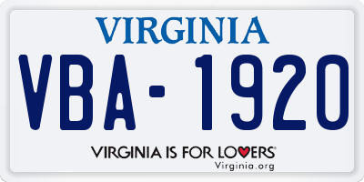 VA license plate VBA1920
