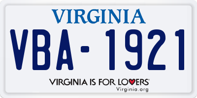 VA license plate VBA1921