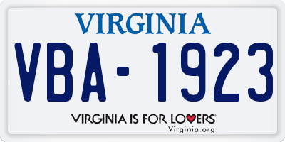 VA license plate VBA1923