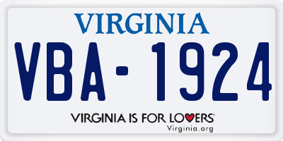 VA license plate VBA1924