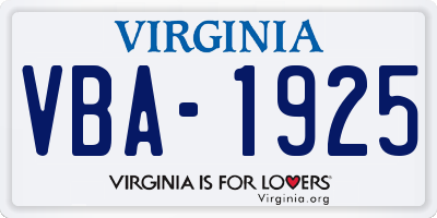VA license plate VBA1925