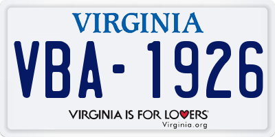 VA license plate VBA1926
