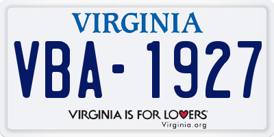 VA license plate VBA1927