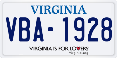VA license plate VBA1928