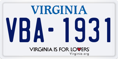 VA license plate VBA1931