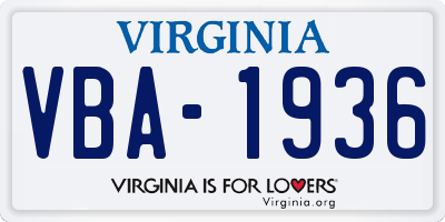 VA license plate VBA1936