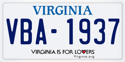 VA license plate VBA1937