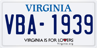 VA license plate VBA1939