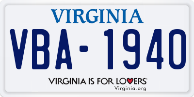 VA license plate VBA1940