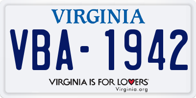 VA license plate VBA1942