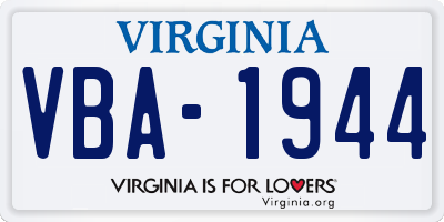 VA license plate VBA1944