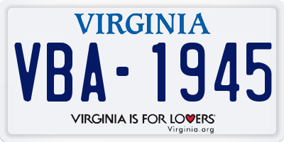 VA license plate VBA1945