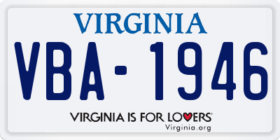 VA license plate VBA1946