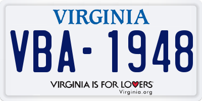 VA license plate VBA1948