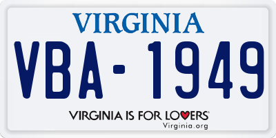 VA license plate VBA1949