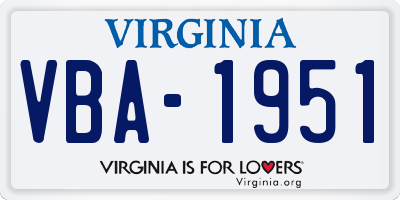 VA license plate VBA1951