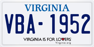 VA license plate VBA1952