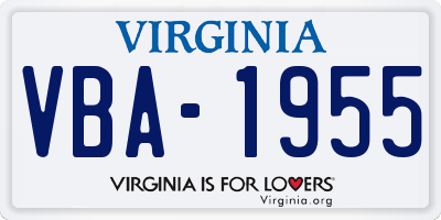 VA license plate VBA1955