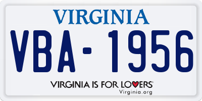 VA license plate VBA1956