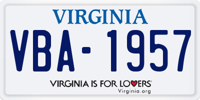 VA license plate VBA1957