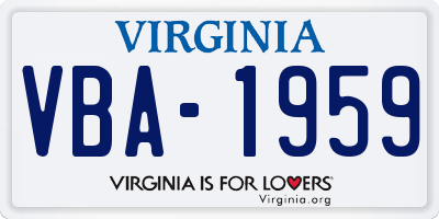 VA license plate VBA1959