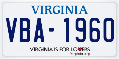 VA license plate VBA1960