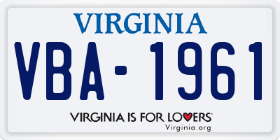 VA license plate VBA1961
