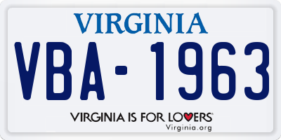 VA license plate VBA1963