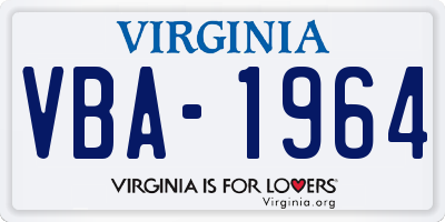 VA license plate VBA1964