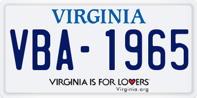 VA license plate VBA1965