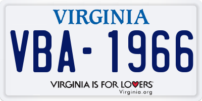 VA license plate VBA1966