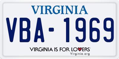 VA license plate VBA1969